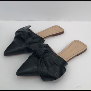 Zara Basics Black Bow Slides